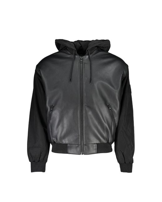 Calvin Klein Gray Sleek Contrast-Trim Jacket With Hood