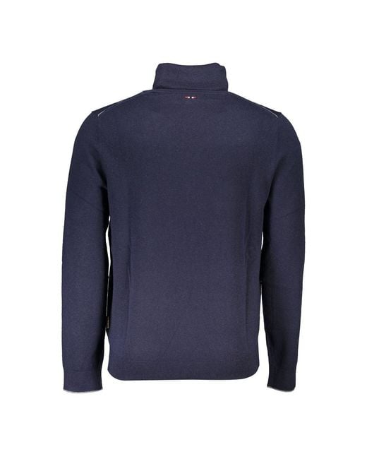 Napapijri Blue Elegant Turtleneck Sweater With Embroidered Logo for men