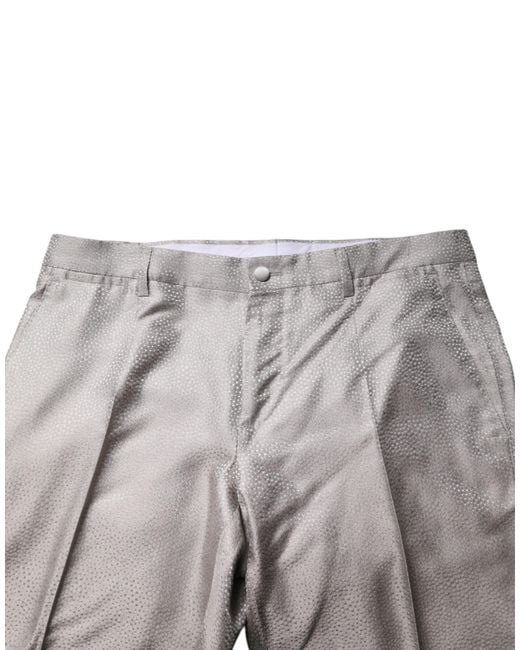 Dolce & Gabbana Light Gray Jacquard Silk Dotted 2 Piece Suit for men