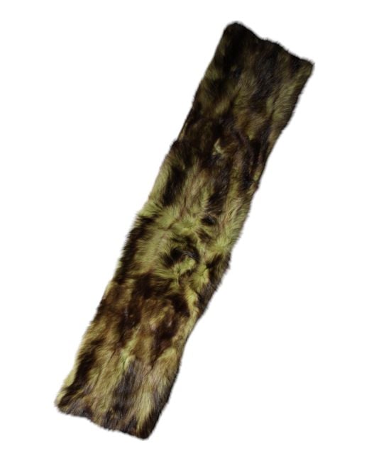 Dolce & Gabbana Green Fur Shawl Neck Wrap Cover Collar Scarf