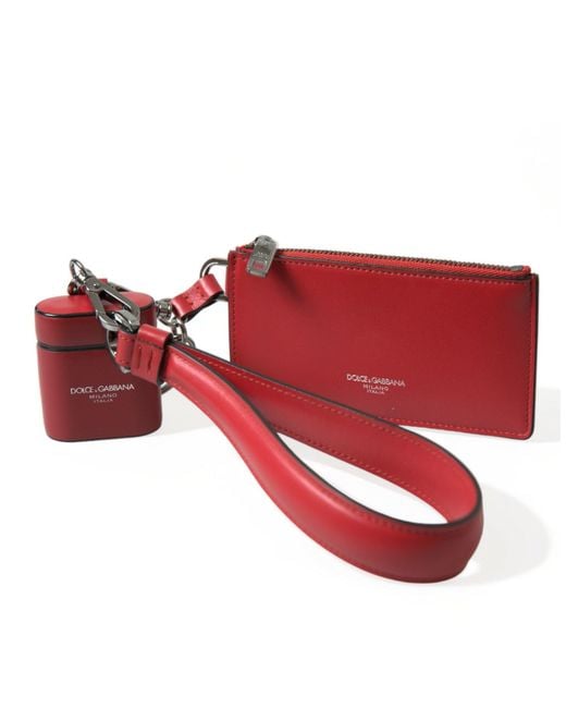 Dolce & Gabbana Red Elegant Leather Airpods Case