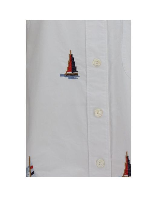 Thom Browne White Cotton Pattern Shirt
