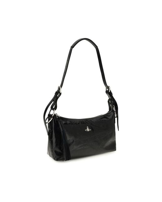 Vivienne Westwood Black Calf Leather Bos Taurus Shoulder Bag