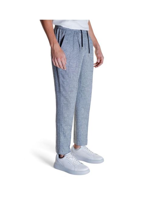 Antony Morato Blue Black Linen Casual Pants for men
