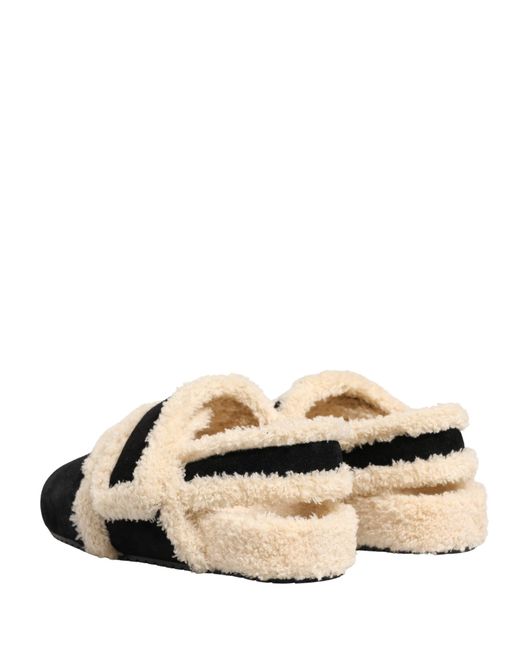Dolce & Gabbana Beige Black Faux Fur Flats Men Sandals Shoes for men