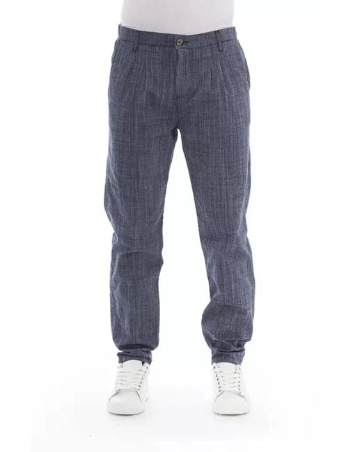 Baldinini Blue Cotton Chino Pants for men