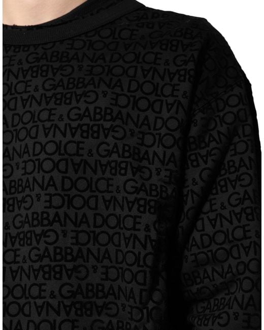 Dolce & Gabbana Black Monogram Crew Neck Sweatshirt Sweater for men
