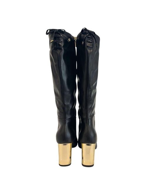 Borbonese Blue Black Leather Boot
