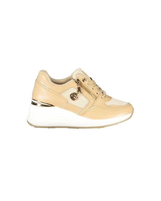 Laura Biagiotti Metallic Beige Polyester Sneaker