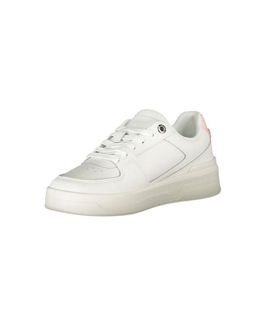 Tommy Hilfiger White Elegant Lace-Up Sneakers With Contrast Detail
