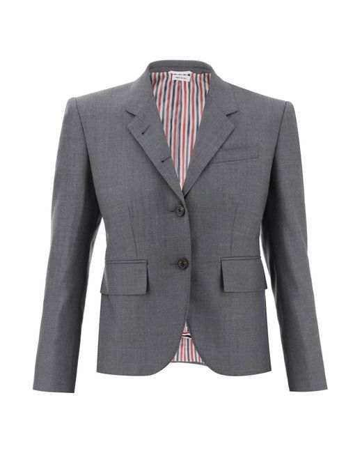Thom Browne Gray Single-Breasted Cropped Jacket