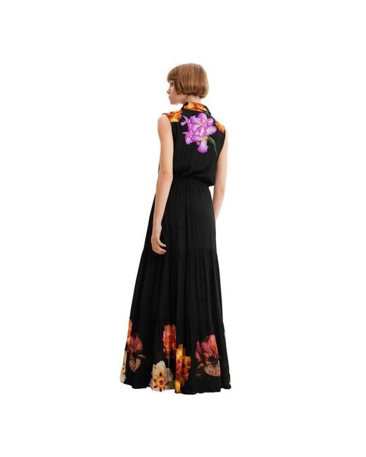 Desigual Black M. Christian Lacroix Long Floral Shirt Dress, Viscose