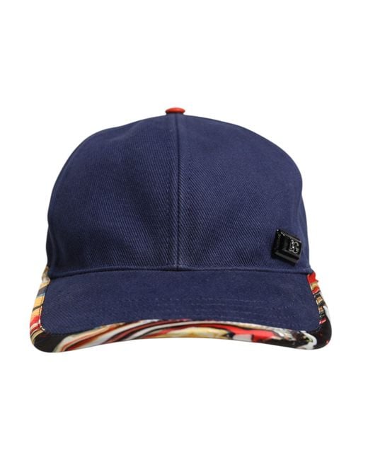 Dolce & Gabbana Blue Cotton 6 Panels Baseball Cap for men