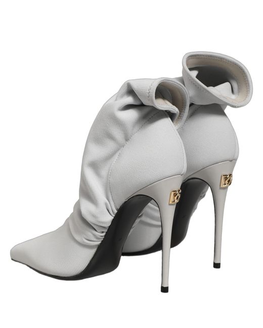 Dolce & Gabbana Gray Stretch Socks Heels Ankle Boots Shoes Viscose Nylon Elastane
