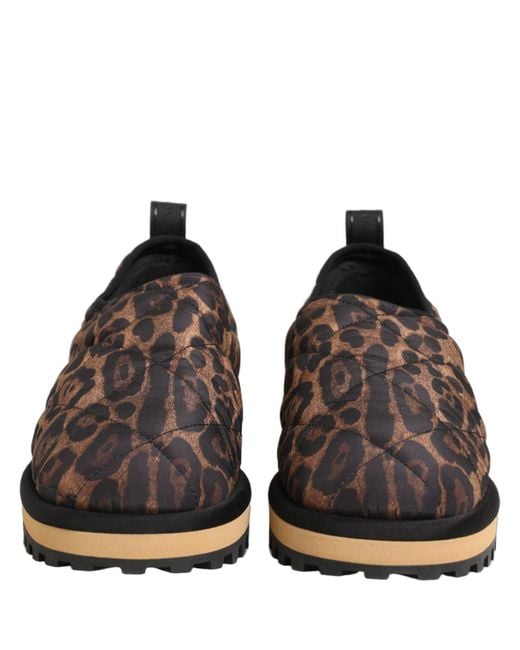 Dolce & Gabbana Gray Brown Leopard Print Quilted Men Sneakers Shoes for men