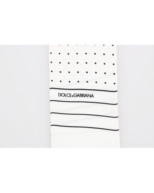 Dolce & Gabbana Black Polka Dotted Silk Skinny Scarf for men
