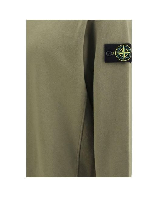 Stone Island Green Bicolor Cotton Sweatshirt for men