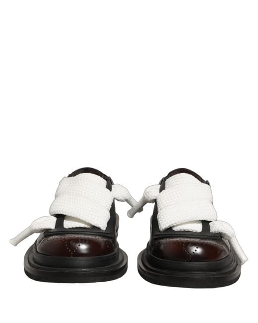 Dolce & Gabbana Black Brown Leather Slip On Flat Sandals Men Shoes for men