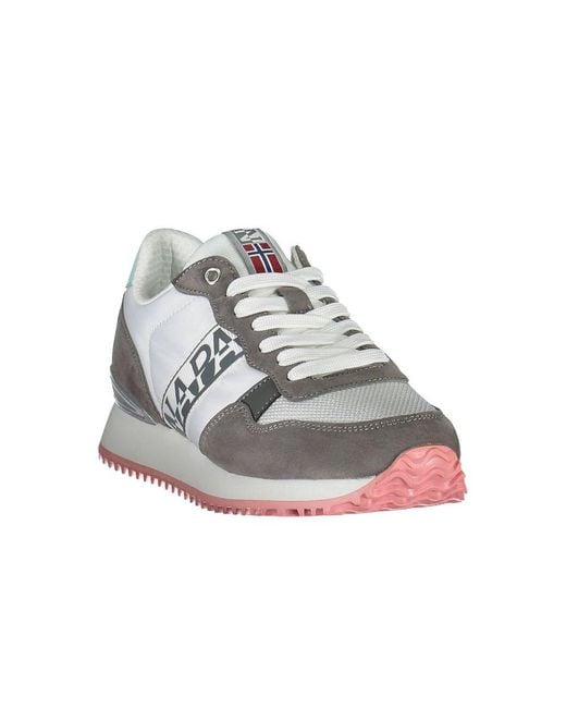 Napapijri Gray White Polyester Sneaker