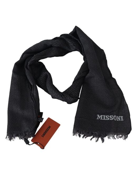 Missoni Black Wool Knit Neck Wrap Scarf