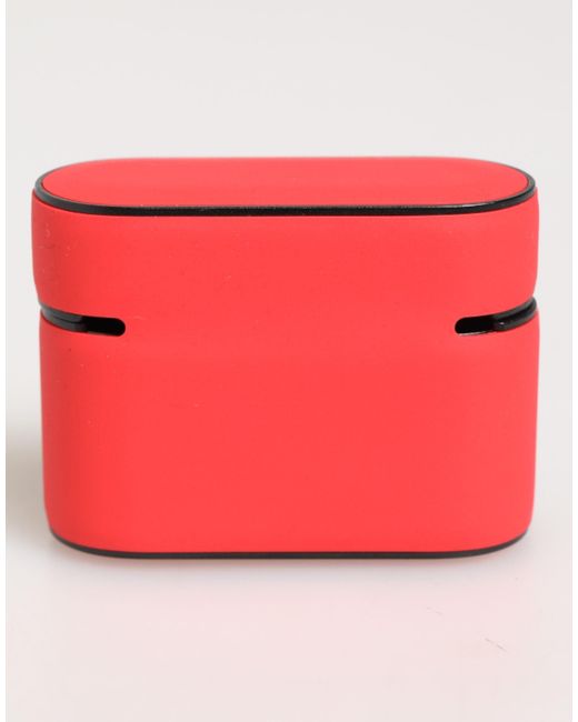 Dolce & Gabbana Red Pvc Dg Logo Embossed Men Flip Holder Airpods Case