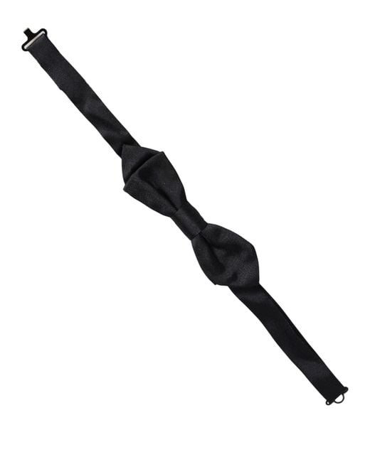Dolce & Gabbana Men Black 100% Silk Adjustable Neck Papillon Bow Tie for men