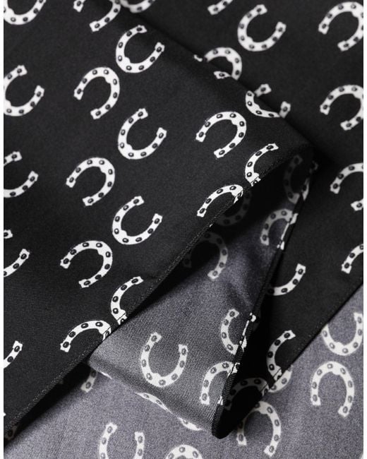 Dolce & Gabbana Gray Horseshoe Silk Neck Foulard 136Cm X 23Cm Scarf for men