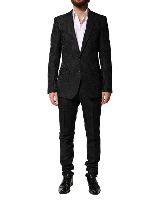 Dolce & Gabbana Black Brocade Single Breasted 2 Piece Suit 57+Pa+Pl for men