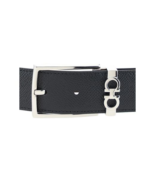 Ferragamo Black Calf Leather Bos Taurus Belt for men