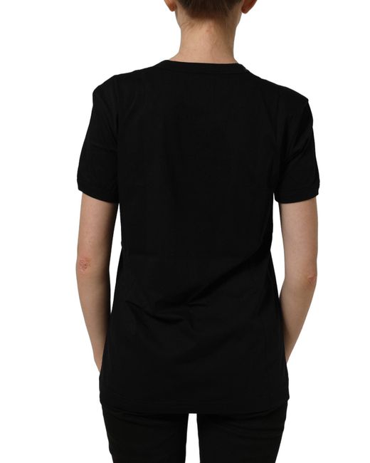 Dolce & Gabbana Black Cotton Crew Neck Short Sleeves T