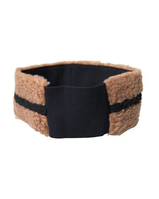 Dolce & Gabbana Brown Fleece Wool Head Band Hat for men