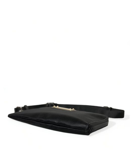 Dolce & Gabbana Black Elegant Nylon Leather Pouch With Details