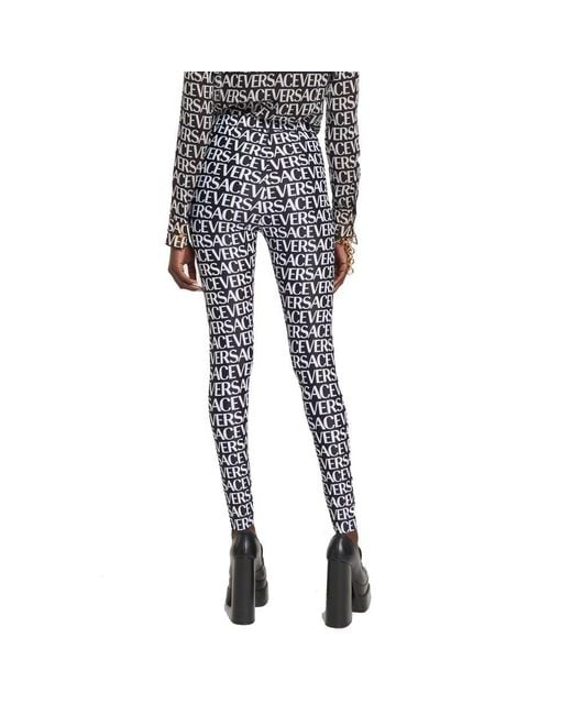 Versace Black Elastane Leggings
