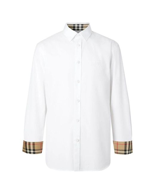 Burberry White Cotton Shirt for men