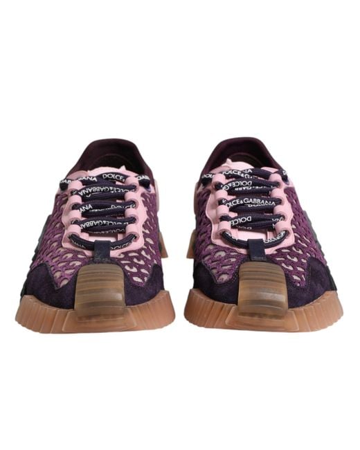 Dolce & Gabbana Purple Multicolor Logo Low Top Ns1 Sneakers Shoes