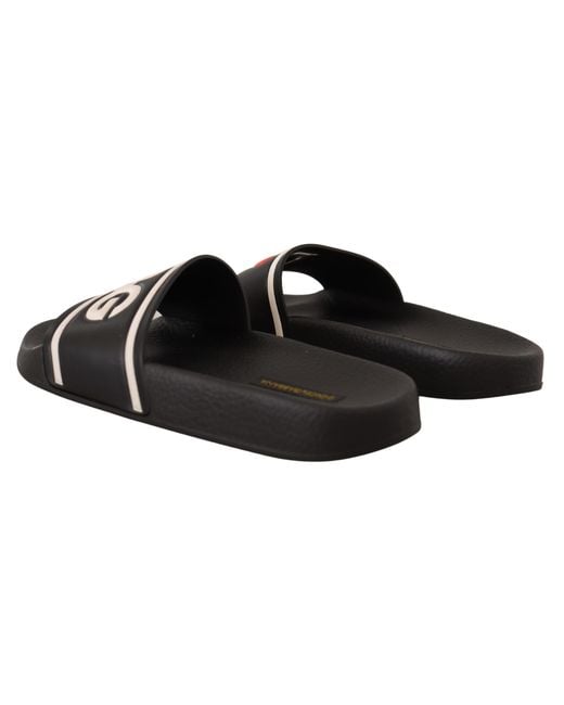 Dolce & Gabbana Black Elegant Leather Slide Sandals For Her