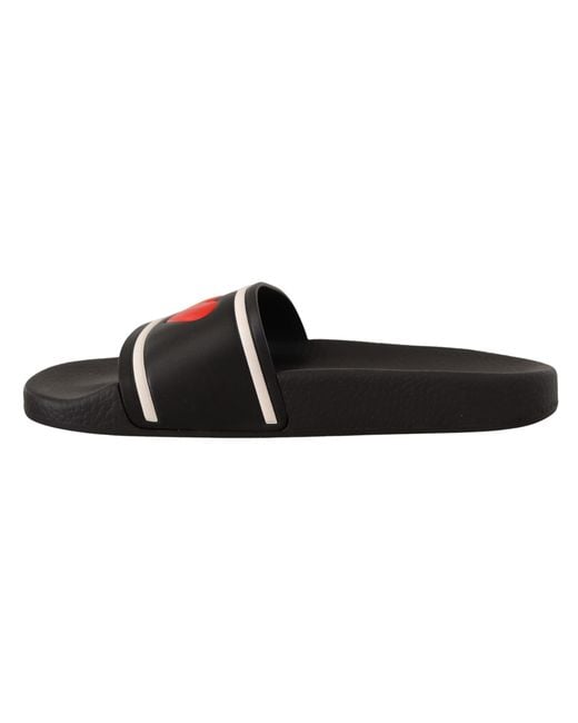 Dolce & Gabbana Black Elegant Leather Slide Sandals For Her