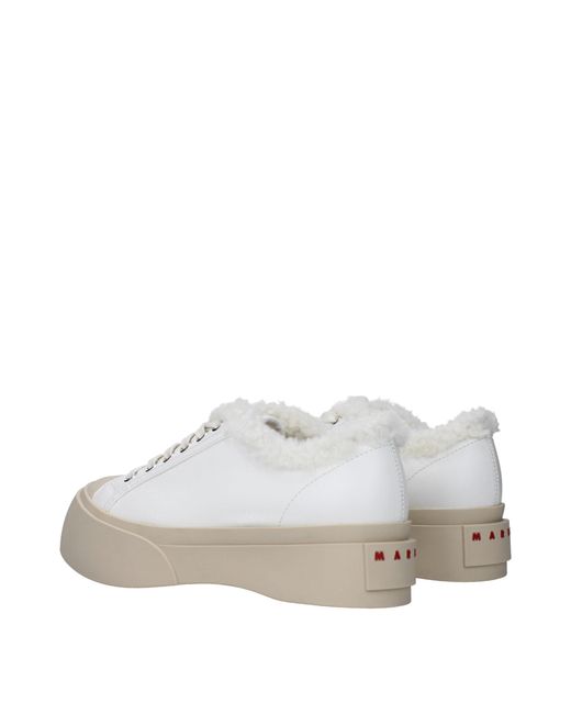 Marni White Leather Low Top Sneakers