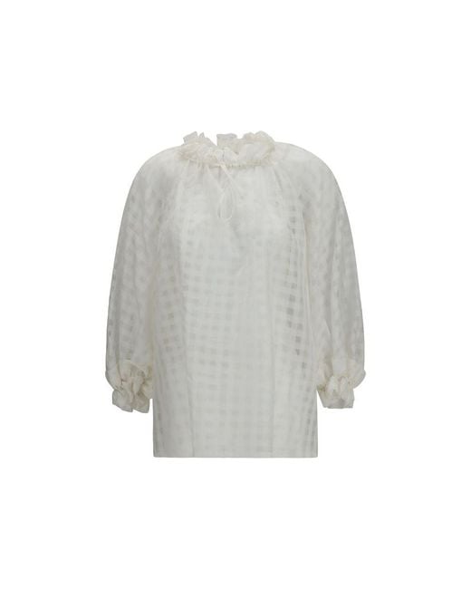 Sara Roka Gray White Cotton Pattern Shirt