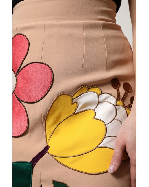 Dolce & Gabbana Black Beige Floral High Waist Pencil Cut Skirt for men
