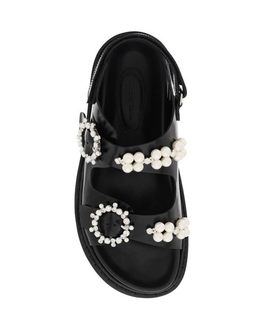 Simone Rocha Black Platform Sandals With Pearls And Crystals