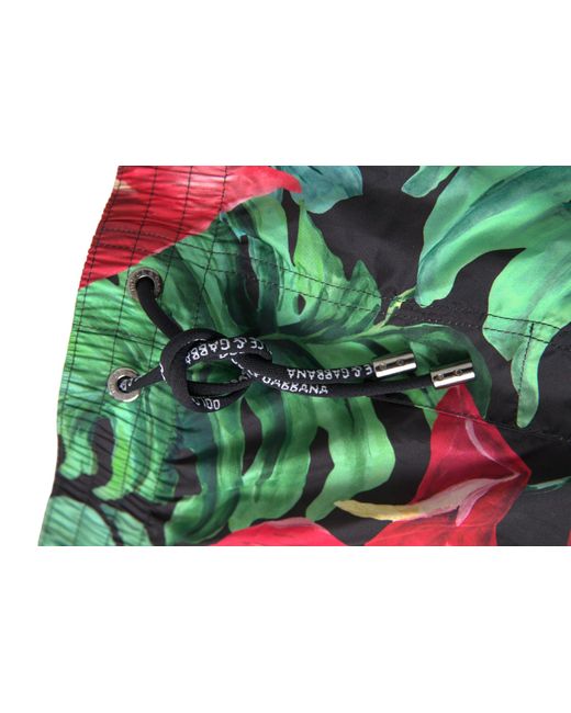 Dolce & Gabbana Green Multicolor Printed Swimming Beachwear Swimwear for men