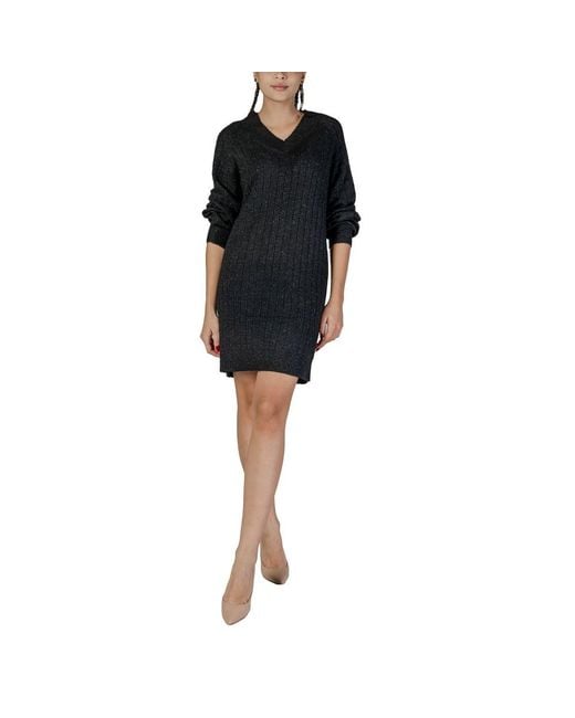 Jacqueline De Yong Black Bicolor Recycled Polyester Dress