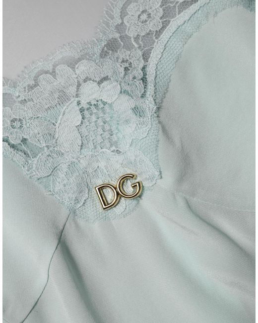Dolce & Gabbana Gray Lace Trim Midi Dress