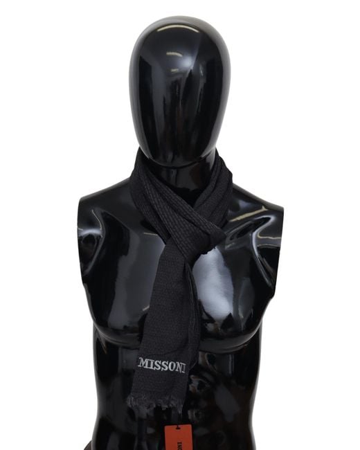 Missoni Black Wool Knit Neck Wrap Scarf
