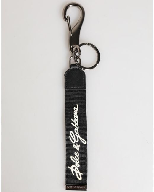 Dolce & Gabbana White Polyester Dg Logo Keychain Keyring for men