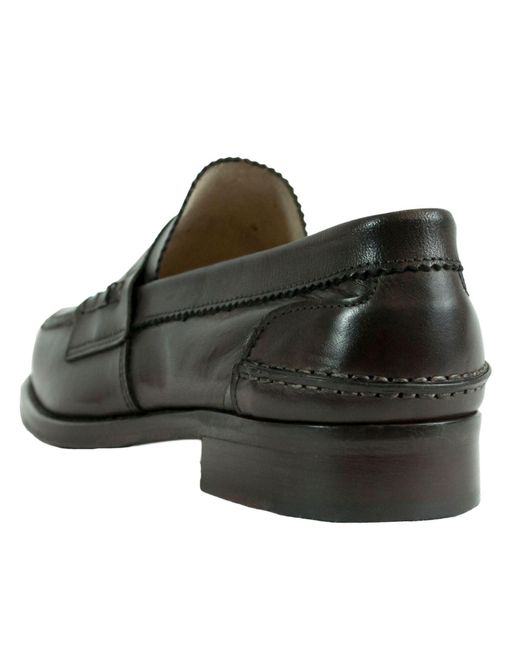 Saxone Of Scotland Dark Brown Leather Mens Loafers Shoes for men