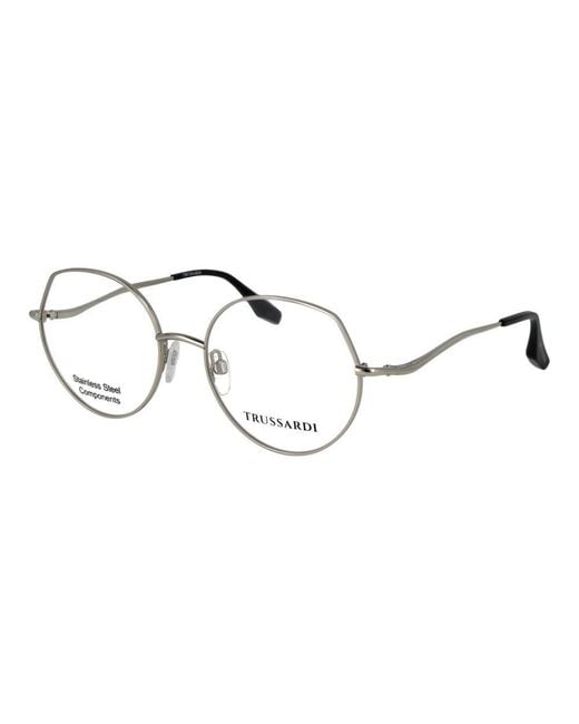 Trussardi Metallic Silver Stainless Steel Glasses (frames)