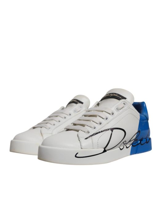 Dolce & Gabbana Blue Logo Portofino Sneakers Shoes