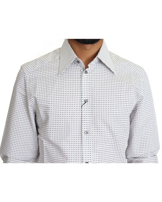 Dolce & Gabbana Gray Polka Dots Dress Shirt for men